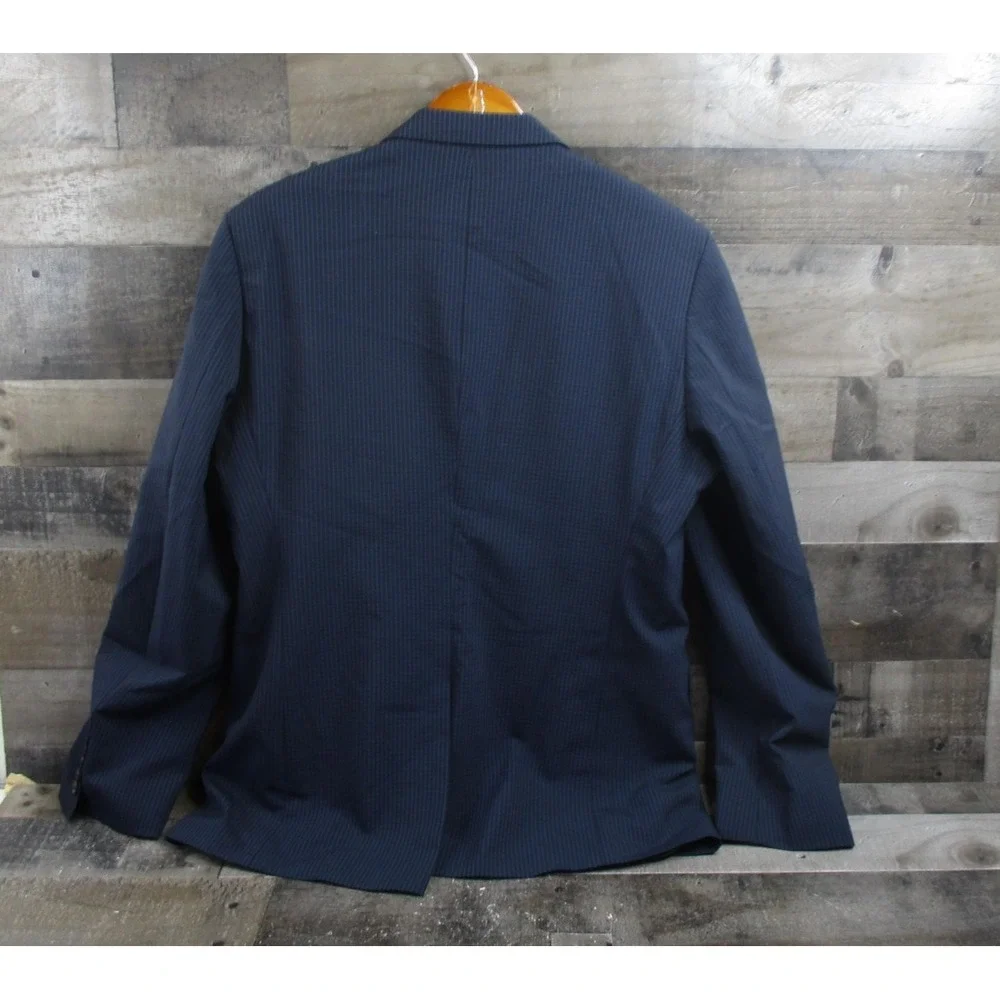 Hugo Boss Blazer Mens 42R Navy Pinstripe Wool Blend Stretch 2 Button Sport Coat